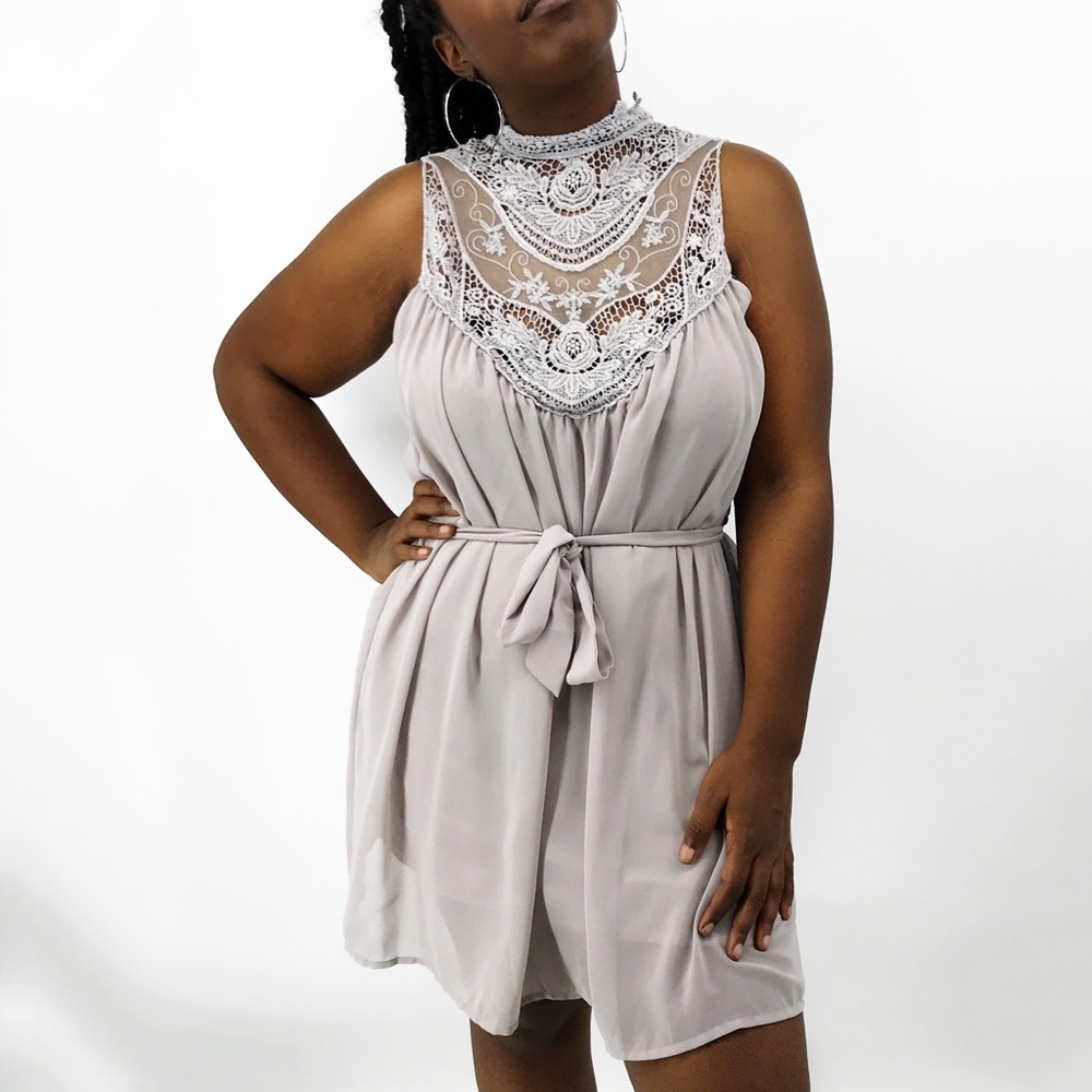 Missguided : Gray Lace Sleeveless Dress Large - Picture 1 of 5